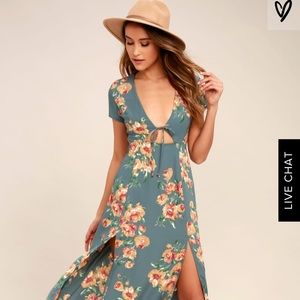 Lulus Dusty Sage cut-out dress
